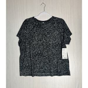 Athleta Womens Train Tee Black Animal Print Performance Workout UPF Plus Size 1X